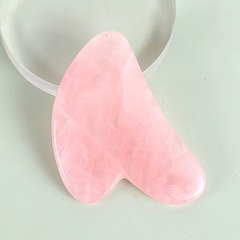 Gua Sha e Rullo in Quarzo Rosa con Scatola Regalo