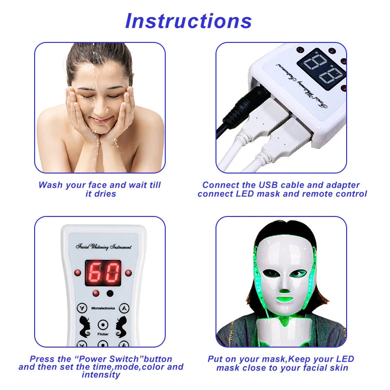 Maschera LED Viso e Collo 7 Colori